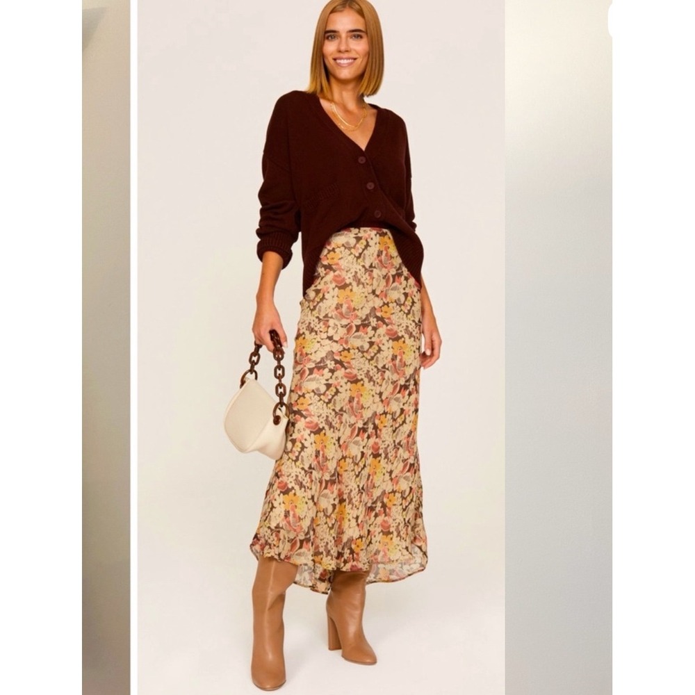 Polo Ralph Lauren Floral Crinkled Georgette Maxiskirt Size 16‎
